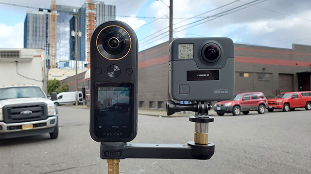 Qoocam 8K and GoPro Fusion size comparison